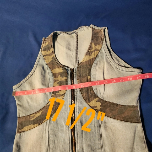 American Quality Denim Sleeveless Jumpsuit - Picture 6 of 9